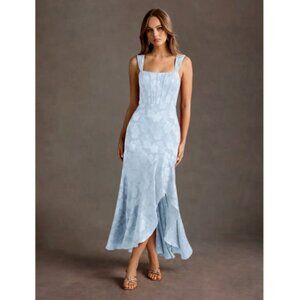 Azazie Light Blue Floral Maxi Dress